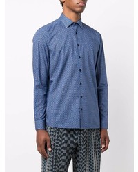 Chemise à manches longues imprimée bleu marine Etro