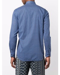 Chemise à manches longues imprimée bleu marine Etro