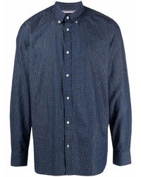 Chemise à manches longues imprimée bleu marine Tommy Hilfiger