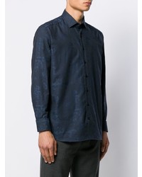 Chemise à manches longues imprimée bleu marine Etro