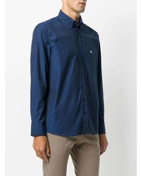 Chemise à manches longues imprimée bleu marine Etro