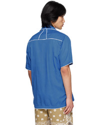 Chemise à manches longues imprimée bleue Rhude