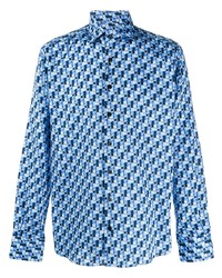 Chemise à manches longues imprimée bleue Etro