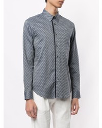 Chemise à manches longues imprimée bleue Emporio Armani