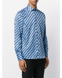 Chemise à manches longues imprimée bleue Etro