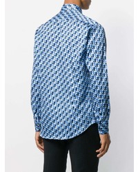 Chemise à manches longues imprimée bleue Etro