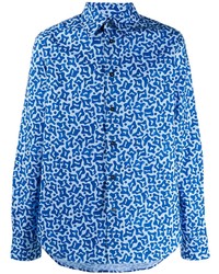 Chemise à manches longues imprimée bleue Marni