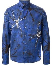 Chemise à manches longues imprimée bleue McQ by Alexander McQueen