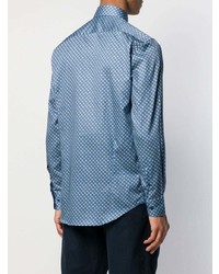 Chemise à manches longues imprimée bleue Etro