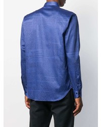 Chemise à manches longues imprimée bleue Etro