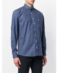 Chemise à manches longues imprimée bleue Etro