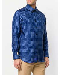 Chemise à manches longues imprimée bleue Billionaire