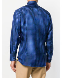 Chemise à manches longues imprimée bleue Billionaire