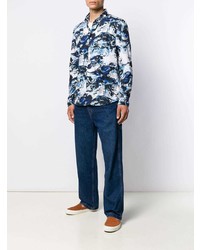 Chemise à manches longues imprimée bleue Kenzo