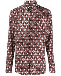 Chemise à manches longues imprimée bordeaux Dolce & Gabbana