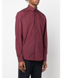 Chemise à manches longues imprimée bordeaux Salvatore Ferragamo