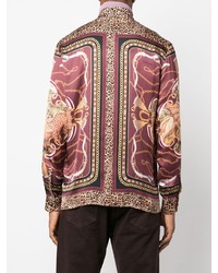 Chemise à manches longues imprimée bordeaux Just Cavalli