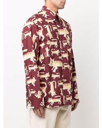 Chemise à manches longues imprimée bordeaux Marni