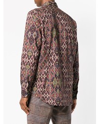 Chemise à manches longues imprimée bordeaux Etro