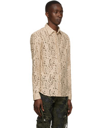 Chemise à manches longues imprimée cachemire beige Amiri