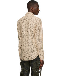 Chemise à manches longues imprimée cachemire beige Amiri