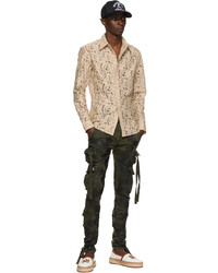 Chemise à manches longues imprimée cachemire beige Amiri