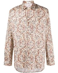 Chemise à manches longues imprimée cachemire beige Etro