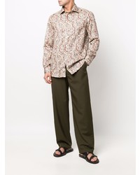 Chemise à manches longues imprimée cachemire beige Etro