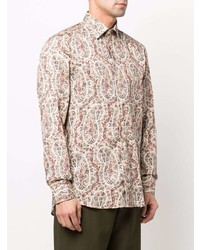 Chemise à manches longues imprimée cachemire beige Etro