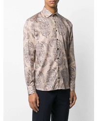 Chemise à manches longues imprimée cachemire beige Etro