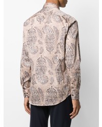 Chemise à manches longues imprimée cachemire beige Etro