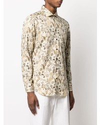 Chemise à manches longues imprimée cachemire beige Etro