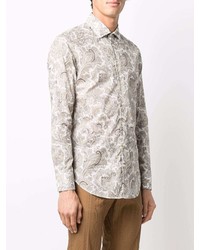 Chemise à manches longues imprimée cachemire beige Etro