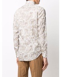 Chemise à manches longues imprimée cachemire beige Etro