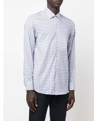 Chemise à manches longues imprimée cachemire blanc et bleu Etro