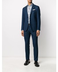 Chemise à manches longues imprimée cachemire blanc et bleu Etro