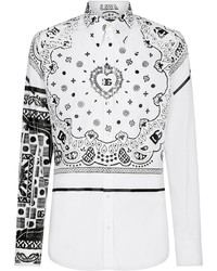Chemise à manches longues imprimée cachemire blanche Dolce & Gabbana
