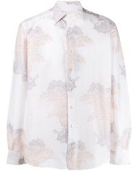 Chemise à manches longues imprimée cachemire blanche Etro