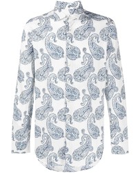 Chemise à manches longues imprimée cachemire blanche Etro