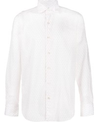 Chemise à manches longues imprimée cachemire blanche Finamore 1925 Napoli