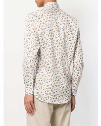 Chemise à manches longues imprimée cachemire blanche Etro