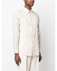 Chemise à manches longues imprimée cachemire blanche Etro