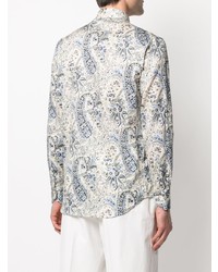 Chemise à manches longues imprimée cachemire blanche Etro