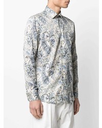 Chemise à manches longues imprimée cachemire blanche Etro