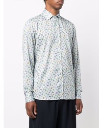 Chemise à manches longues imprimée cachemire blanche Etro