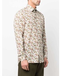 Chemise à manches longues imprimée cachemire blanche Etro