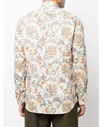 Chemise à manches longues imprimée cachemire blanche Etro