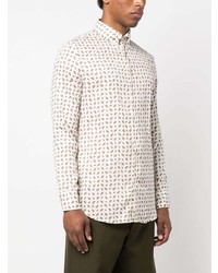 Chemise à manches longues imprimée cachemire blanche Etro