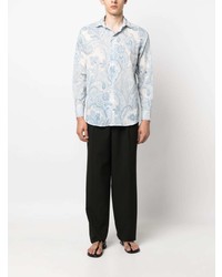 Chemise à manches longues imprimée cachemire blanche Etro