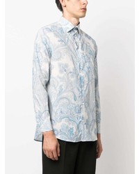 Chemise à manches longues imprimée cachemire blanche Etro